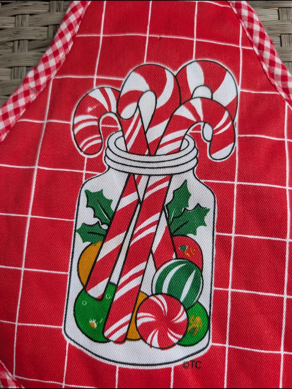 Vintage Christmas Candy Cane Mason Jar Pot Holders Set of 2